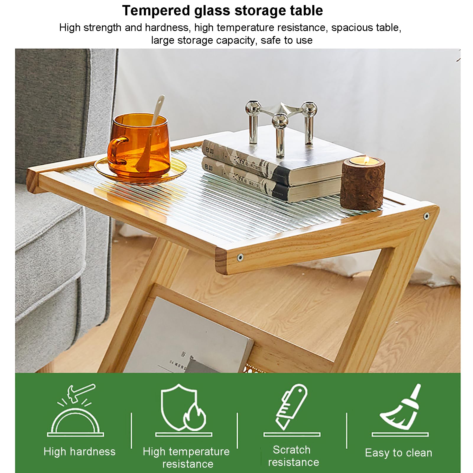 サイドテーブル　コーヒーテーブル　ガラス　ミッドセンチュリー　マガジンラック Amazon｜籐サイドテーブル ナイトスタンド ガラス マガジンラック 木製